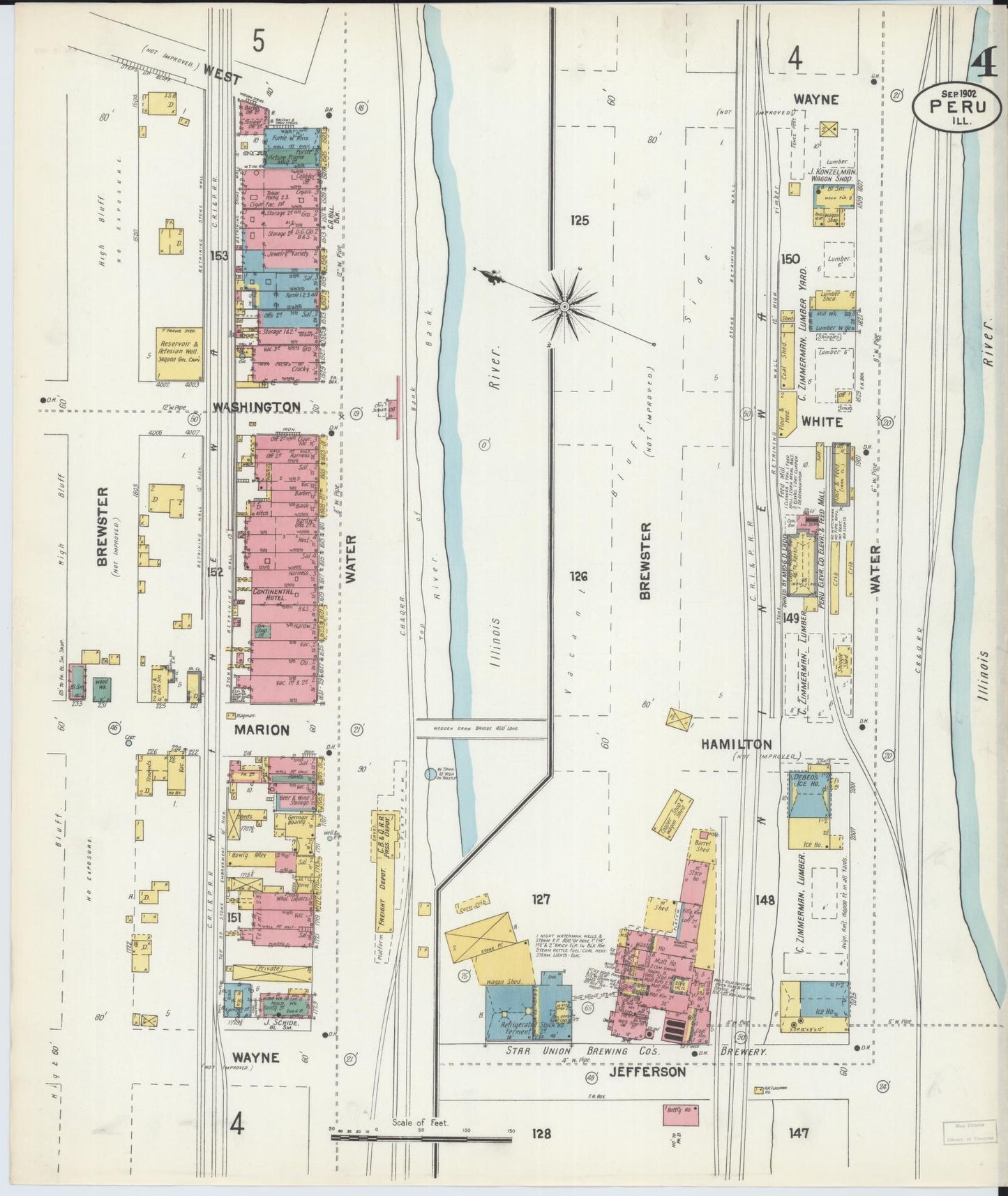 Sanborn Fire Insurance Map from Peru, La Salle County, Illinois (1902), Sheet #0004 - Historic Sanborn Fire Insurance Map Print, vintage old map wall art, antique decor, genealogy gift, Illinois Illinois map