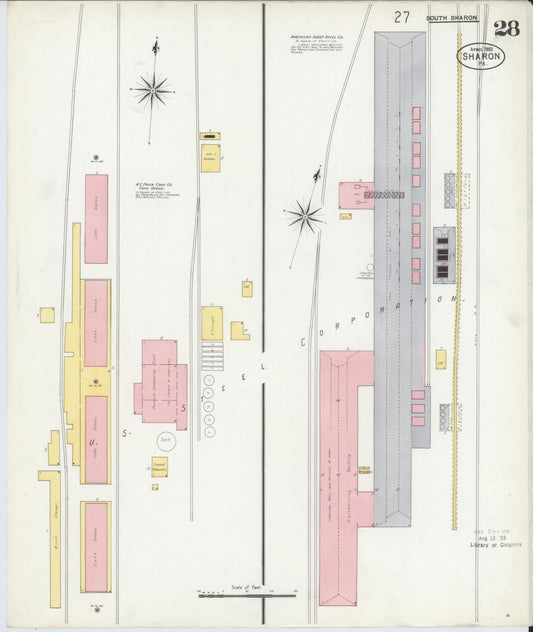 Sanborn Fire Insurance Map from Sharon, Mercer County, Pennsylvania (1903), Sheet #0028 - Historic Sanborn Fire Insurance Map Print, vintage old map wall art, antique decor, genealogy gift, Pennsylvania Pennsylvania map
