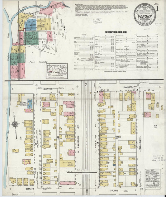 Sanborn Fire Insurance Map from Verona, Allegheny County, Pennsylvania (1919), Sheet #0001 - Historic Sanborn Fire Insurance Map Print, vintage old map wall art, antique decor, genealogy gift, Pennsylvania Pennsylvania map