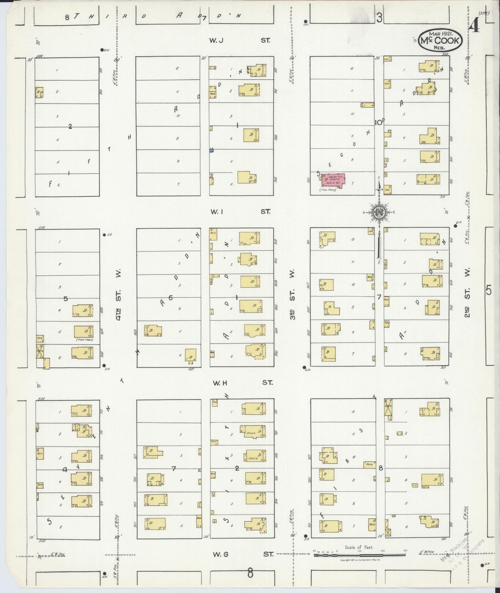 Sanborn Fire Insurance Map from Mccook, Red Willow County, Nebraska (1921), Sheet #0004 - Historic Sanborn Fire Insurance Map Print, vintage old map wall art, antique decor, genealogy gift, Nebraska Nebraska map