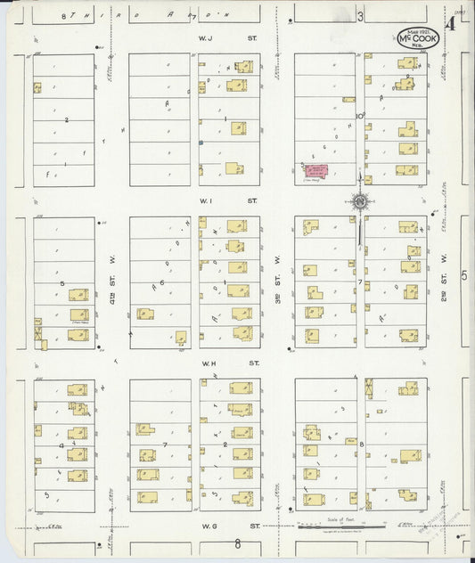 Sanborn Fire Insurance Map from Mccook, Red Willow County, Nebraska (1921), Sheet #0004 - Historic Sanborn Fire Insurance Map Print, vintage old map wall art, antique decor, genealogy gift, Nebraska Nebraska map
