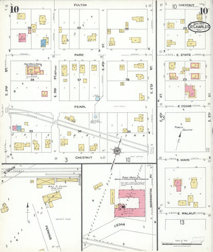 Sanborn Fire Insurance Map from Saint Charles, Kane County, Illinois (1923), Sheet #0010 - Complete Map Set gallery image, historic Sanborn map, vintage wall art, Illinois Illinois