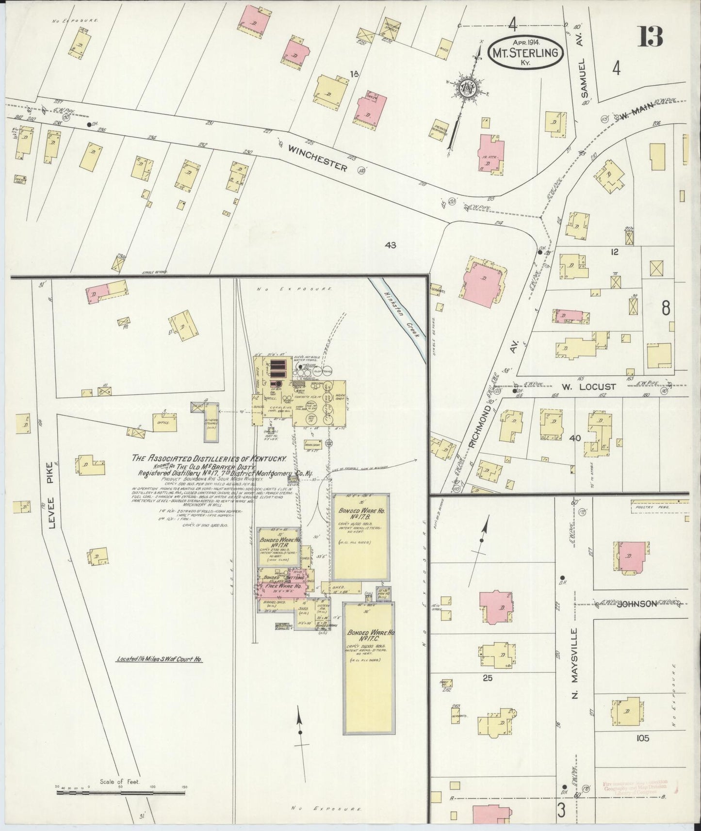 Sanborn Fire Insurance Map from Mount Sterling, Montgomery County, Kentucky (1914), Sheet #0013 - Complete Map Set gallery image, historic Sanborn map, vintage wall art, Kentucky Kentucky