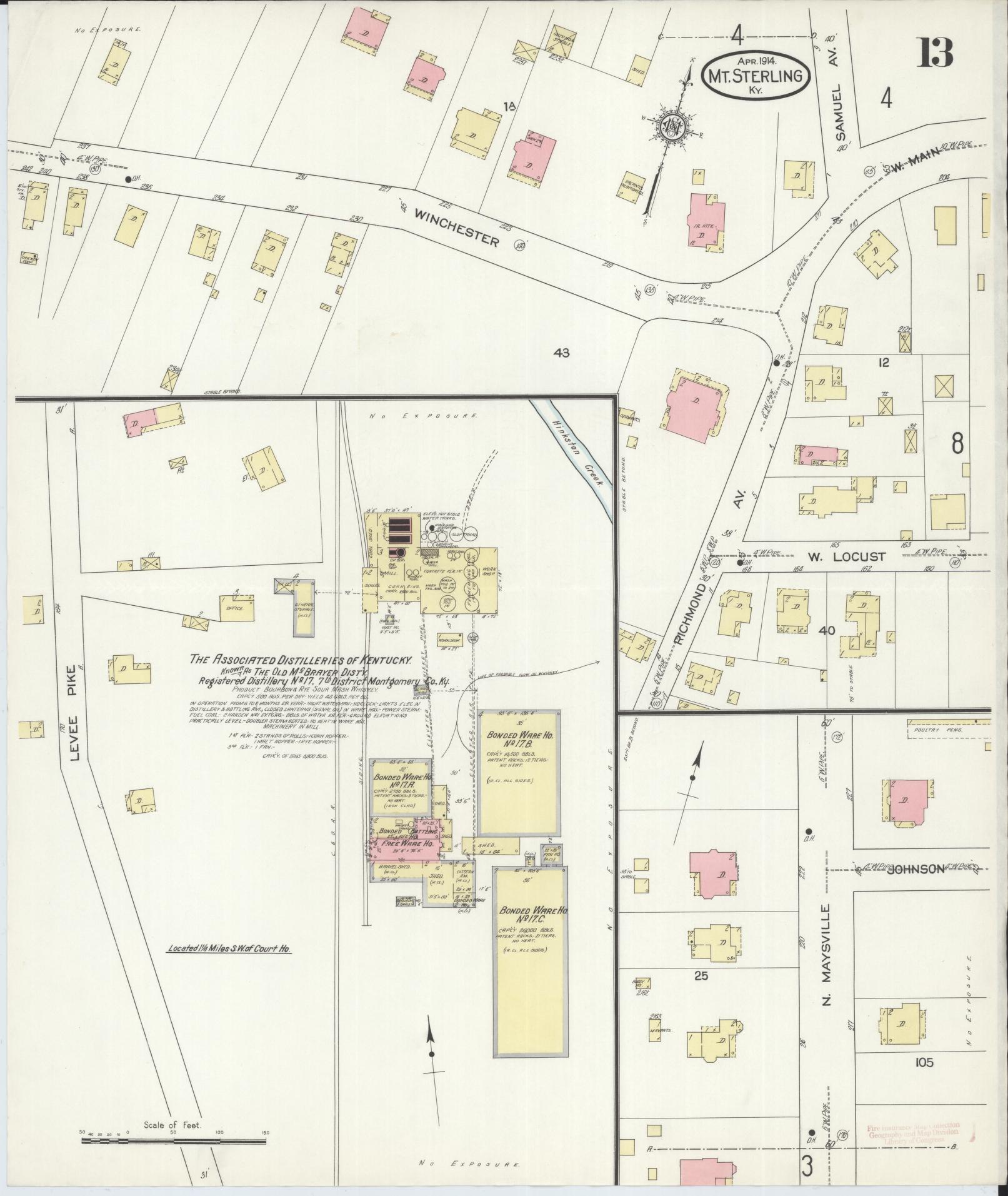 Sanborn Fire Insurance Map from Mount Sterling, Montgomery County, Kentucky (1914), Sheet #0013 - Complete Map Set gallery image, historic Sanborn map, vintage wall art, Kentucky Kentucky