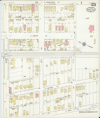 Sanborn Fire Insurance Map from Ashland, Boyd County, Kentucky (1912), Sheet #0023 - Complete Map Set gallery image, historic Sanborn map, vintage wall art, Kentucky Kentucky