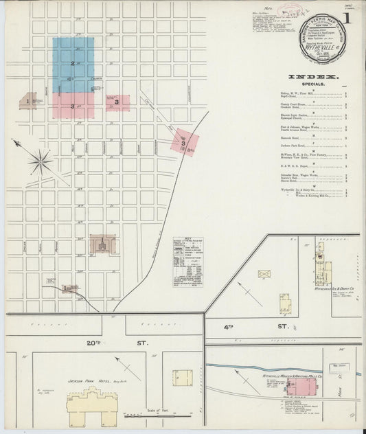 Sanborn Fire Insurance Map from Wytheville, Wythe County, Virginia (1891), Sheet #0001 - Complete Map Set gallery image, historic Sanborn map, vintage wall art, Virginia Virginia