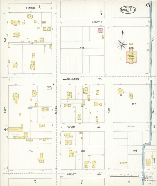 Sanborn Fire Insurance Map from Baker, Baker County, Oregon (1903), Sheet #0006 - Historic Sanborn Fire Insurance Map Print, vintage old map wall art, antique decor, genealogy gift, Oregon Oregon map