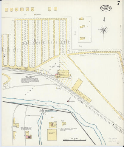 Sanborn Fire Insurance Map from Tower, Saint Louis County, Minnesota (1904), Sheet #0007 - Complete Map Set gallery image, historic Sanborn map, vintage wall art, Minnesota Minnesota