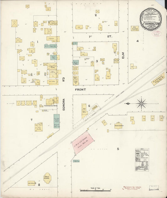 Sanborn Fire Insurance Map from Farmington, San Joaquin County, California (1890), Sheet #0001 - Historic Sanborn Fire Insurance Map Print, vintage old map wall art, antique decor, genealogy gift, California California map