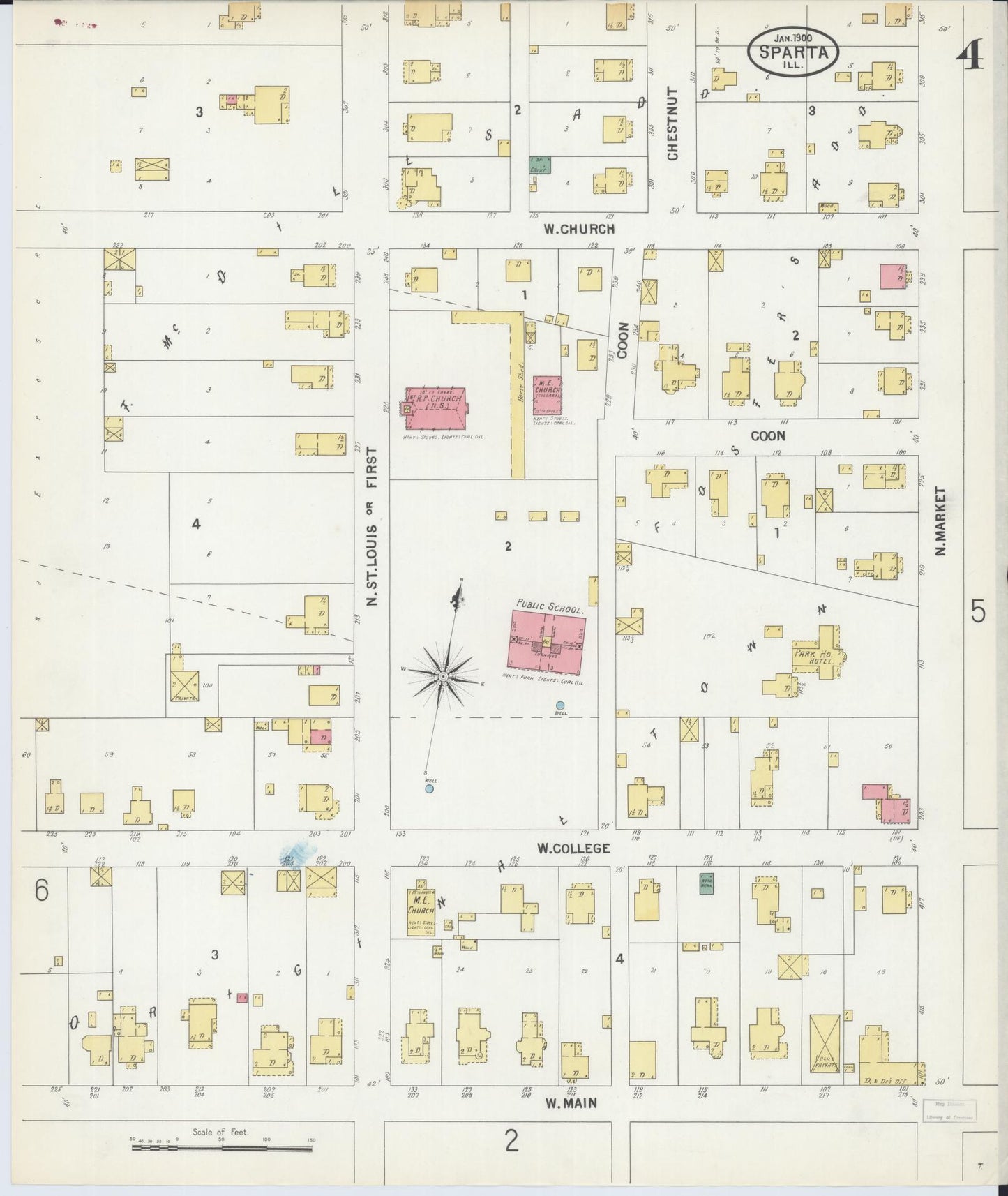 Sanborn Fire Insurance Map from Sparta, Randolph County, Illinois (1900), Sheet #0004 - Complete Map Set gallery image, historic Sanborn map, vintage wall art, Illinois Illinois