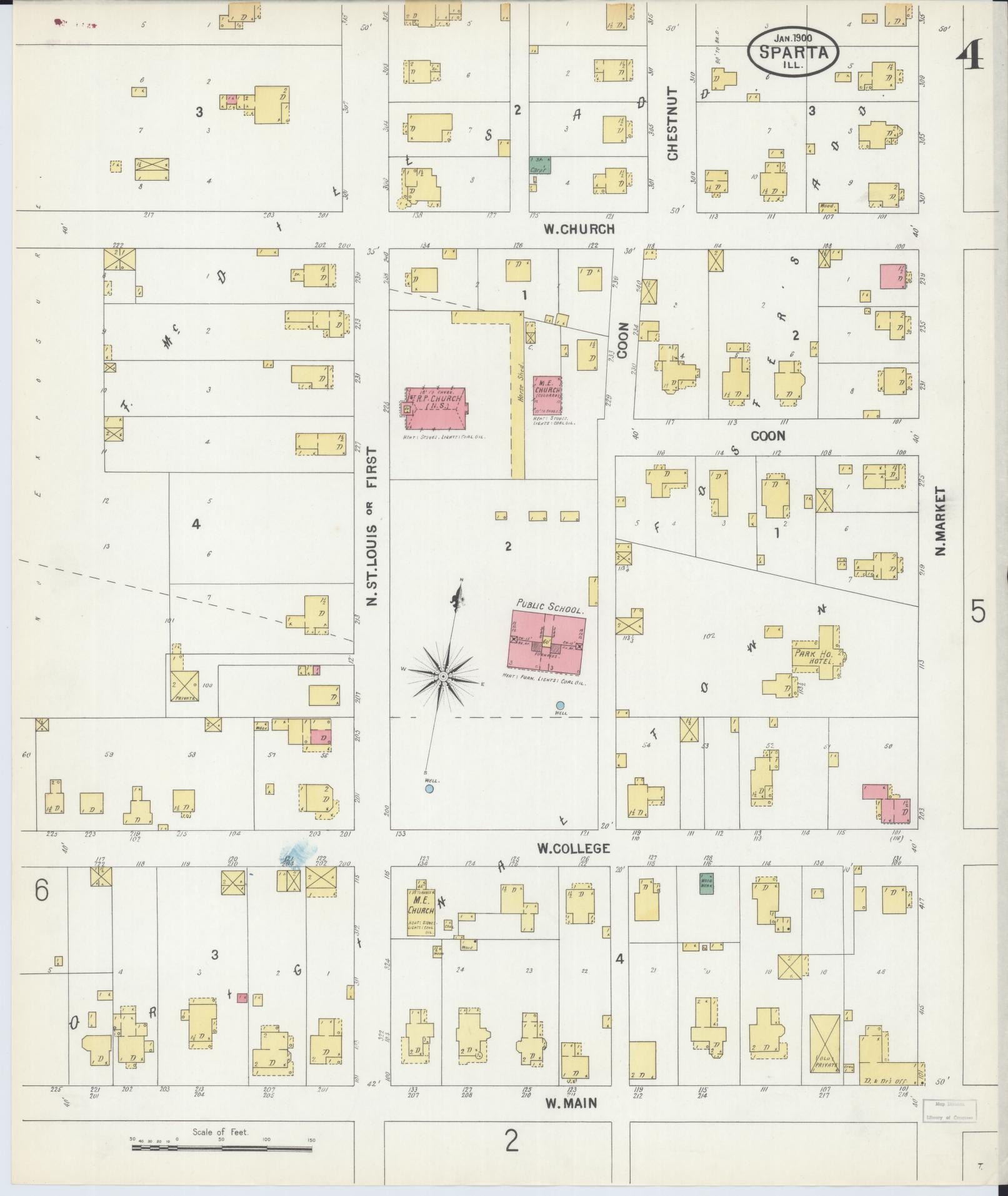 Sanborn Fire Insurance Map from Sparta, Randolph County, Illinois (1900), Sheet #0004 - Complete Map Set gallery image, historic Sanborn map, vintage wall art, Illinois Illinois