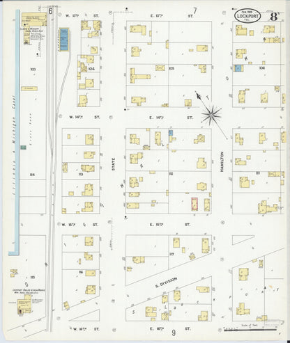 Sanborn Fire Insurance Map from Lockport, Will County, Illinois (1909), Sheet #0008 - Complete Map Set gallery image, historic Sanborn map, vintage wall art, Illinois Illinois