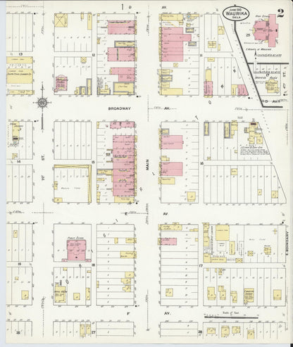 Sanborn Fire Insurance Map from Waurika, Jefferson County, Oklahoma (1910), Sheet #0002 - Complete Map Set gallery image, historic Sanborn map, vintage wall art, Oklahoma Oklahoma