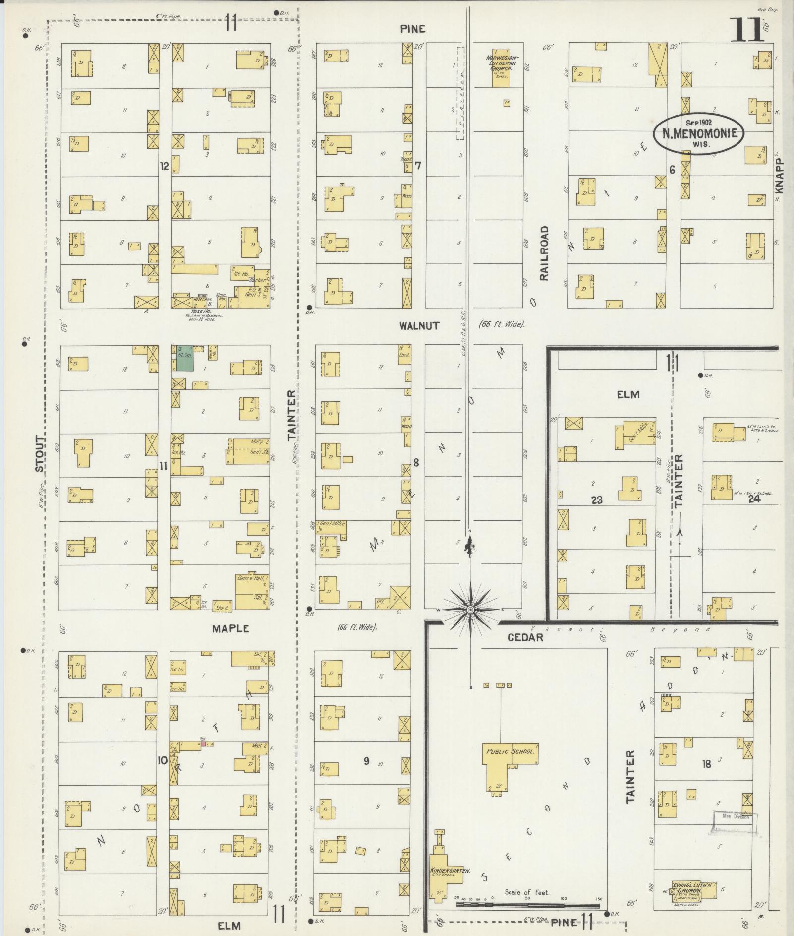 Sanborn Fire Insurance Map from Menomonie, Dunn County, Wisconsin (1902), Sheet #0011 - Historic Sanborn Fire Insurance Map Print, vintage old map wall art, antique decor, genealogy gift, Wisconsin Wisconsin map
