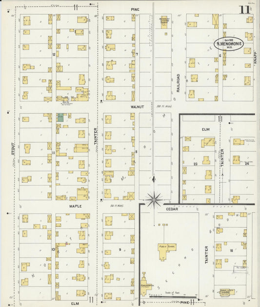 Sanborn Fire Insurance Map from Menomonie, Dunn County, Wisconsin (1902), Sheet #0011 - Historic Sanborn Fire Insurance Map Print, vintage old map wall art, antique decor, genealogy gift, Wisconsin Wisconsin map
