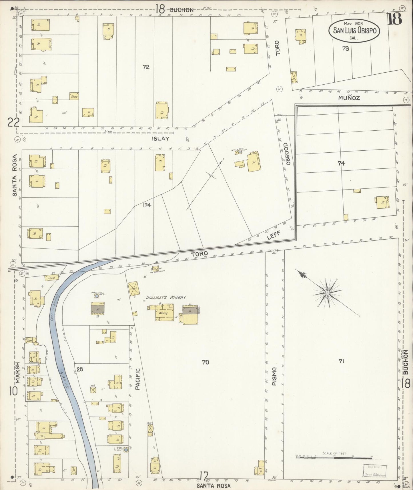 Sanborn Fire Insurance Map from San Luis Obispo, San Luis Obispo County, California (1903), Sheet #0018 - Complete Map Set gallery image, historic Sanborn map, vintage wall art, California California