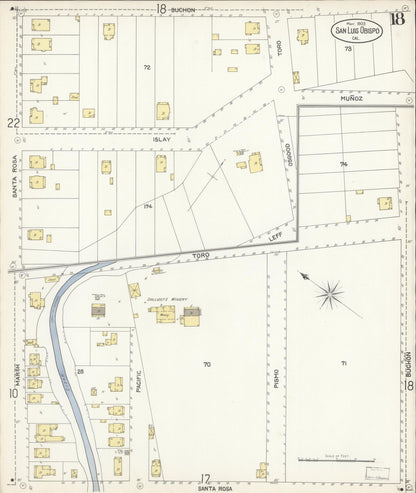 Sanborn Fire Insurance Map from San Luis Obispo, San Luis Obispo County, California (1903), Sheet #0018 - Complete Map Set gallery image, historic Sanborn map, vintage wall art, California California