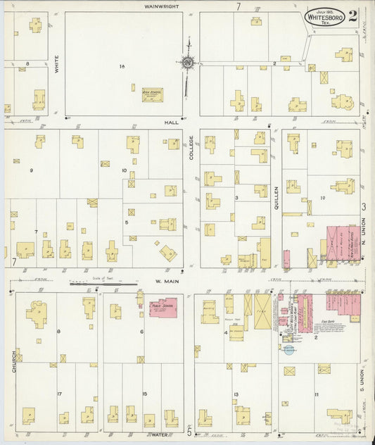 Sanborn Fire Insurance Map from Whitesboro, Grayson County, Texas (1915), Sheet #0002 - Historic Sanborn Fire Insurance Map Print, vintage old map wall art, antique decor, genealogy gift, Texas Texas map
