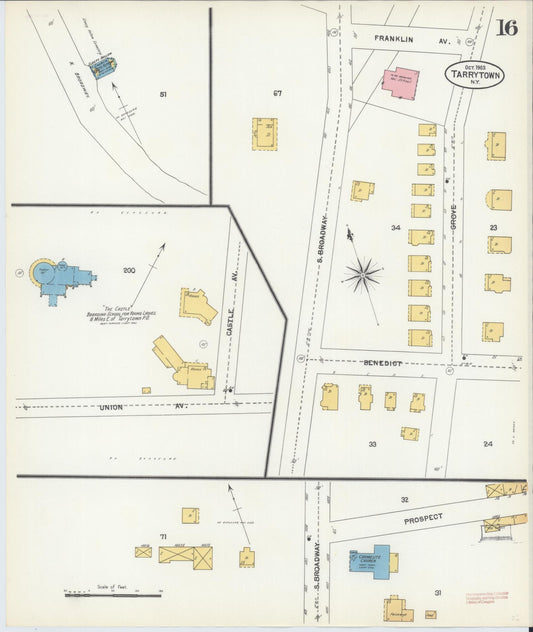 Sanborn Fire Insurance Map from Tarrytown, Westchester County, New York (1903), Sheet #0016 - Historic Sanborn Fire Insurance Map Print, vintage old map wall art, antique decor, genealogy gift, New York New York map