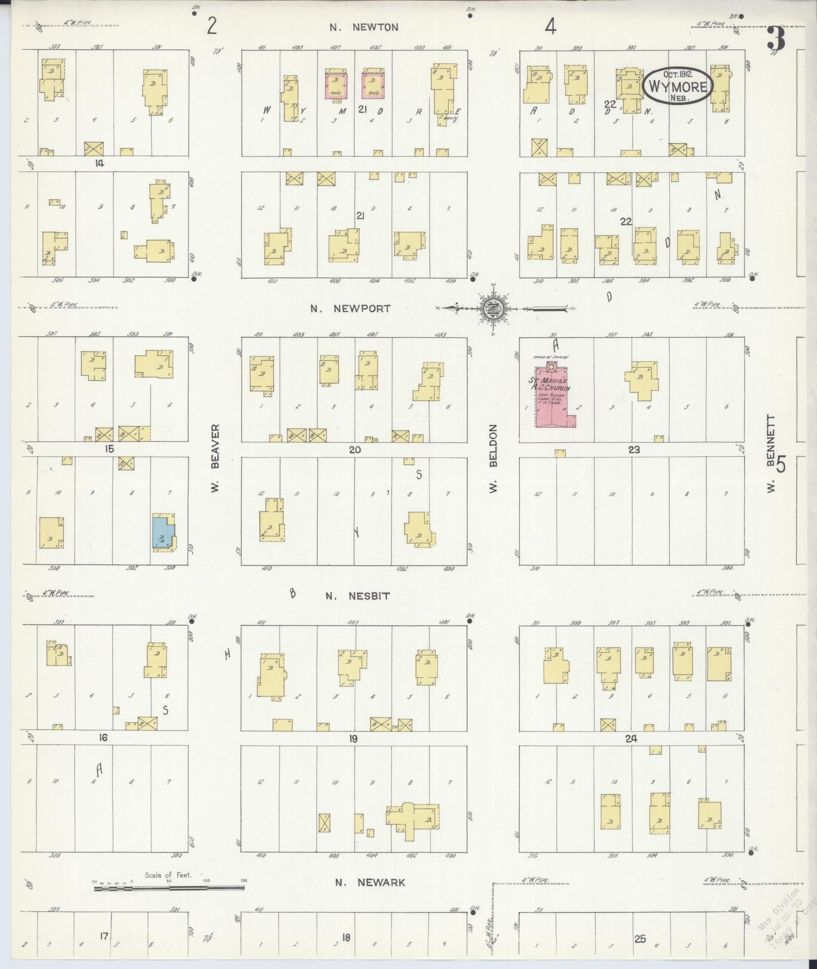 Sanborn Fire Insurance Map from Wymore, Gage County, Nebraska (1912), Sheet #0003 - Complete Map Set gallery image, historic Sanborn map, vintage wall art, Nebraska Nebraska
