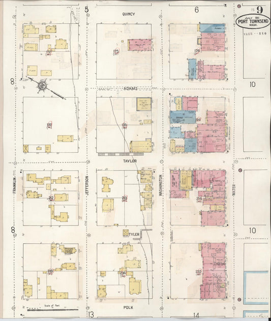 Sanborn Fire Insurance Map from Port Townsend, Jefferson County, Washington (1949), Sheet #0009 - Historic Sanborn Fire Insurance Map Print, vintage old map wall art, antique decor, genealogy gift, Washington Washington map