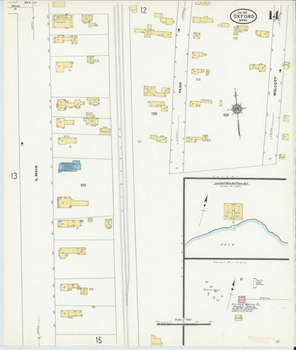 Sanborn Fire Insurance Map from Oxford, Worcester County, Massachusetts (1911), Sheet #0014 - Complete Map Set gallery image, historic Sanborn map, vintage wall art, Massachusetts Massachusetts