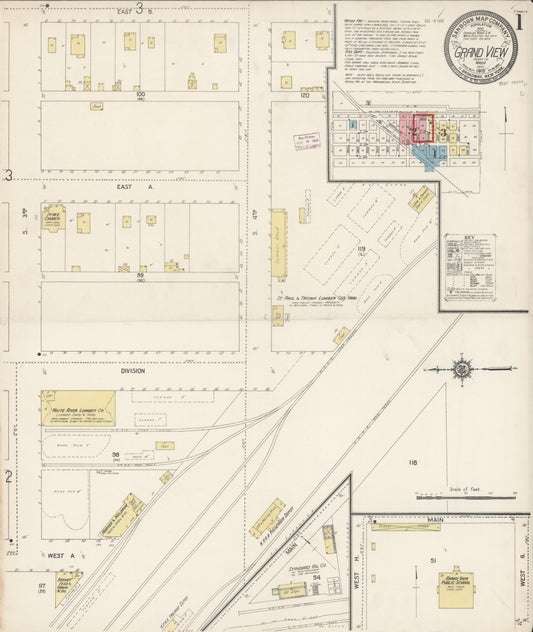Sanborn Fire Insurance Map from Grandview, Yakima County, Washington (1915), Sheet #0001 - Complete Map Set gallery image, historic Sanborn map, vintage wall art, Washington Washington