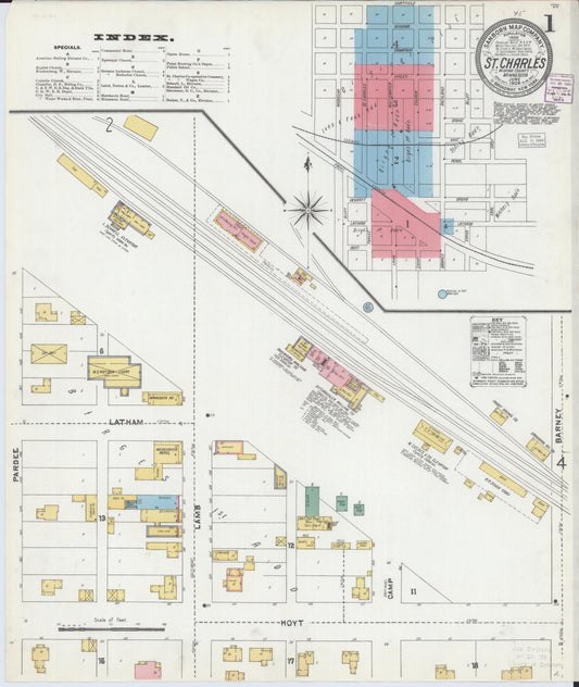 Sanborn Fire Insurance Map from Saint Charles, Winona County, Minnesota (1904), Sheet #0001 - Historic Sanborn Fire Insurance Map Print, vintage old map wall art, antique decor, genealogy gift, Minnesota Minnesota map