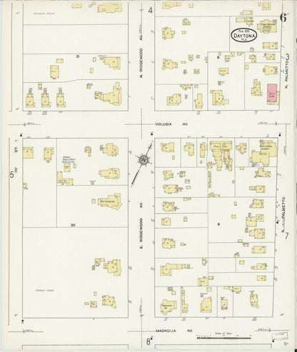 Sanborn Fire Insurance Map from Daytona, Volusia County, Florida (1912), Sheet #0006 - Historic Sanborn Fire Insurance Map Print, vintage old map wall art, antique decor, genealogy gift, Florida Florida map