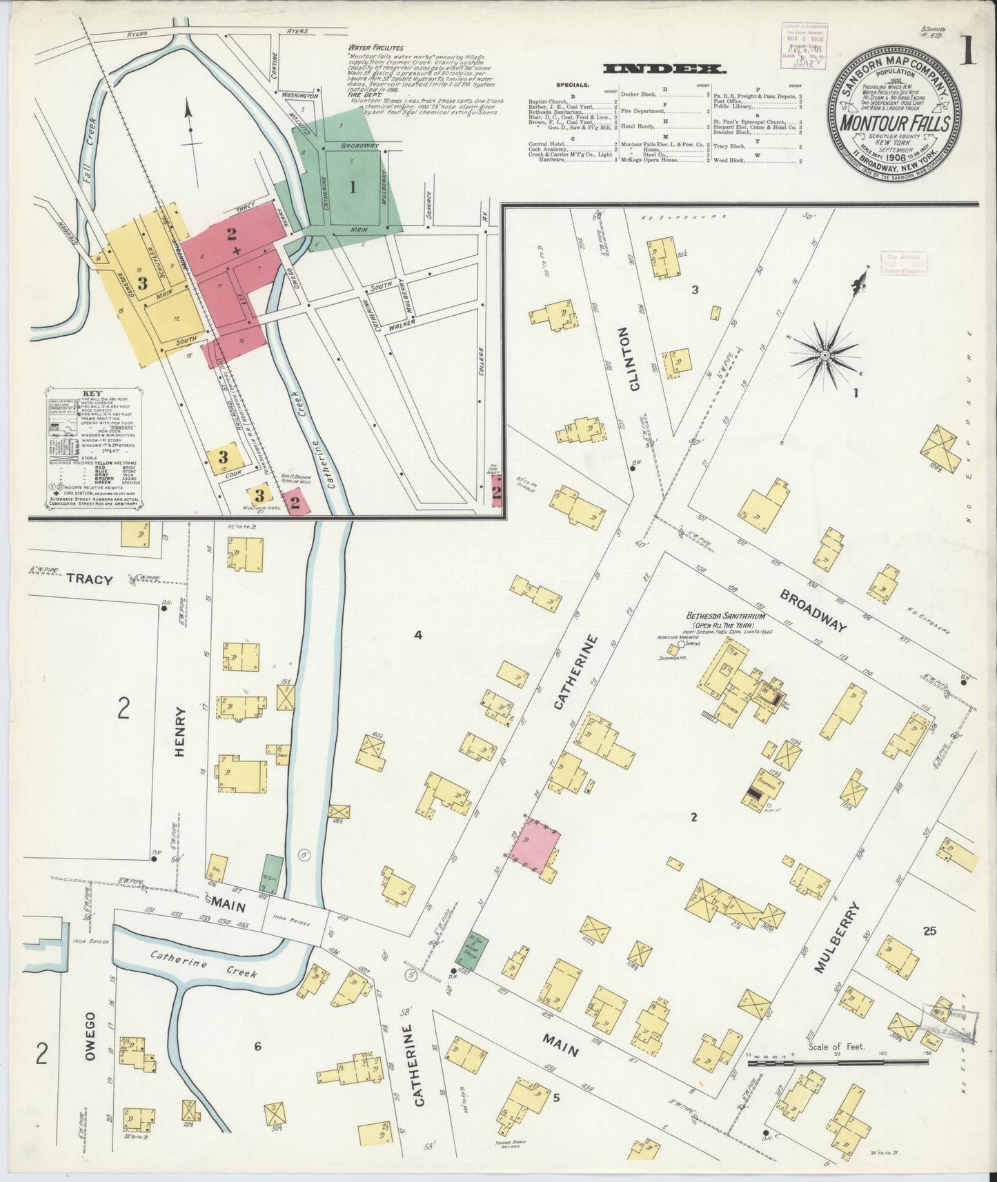 Sanborn Fire Insurance Map from Montour Falls, Schuyler County, New York. (1908) – Historic Sanborn Fire Insurance Map Print