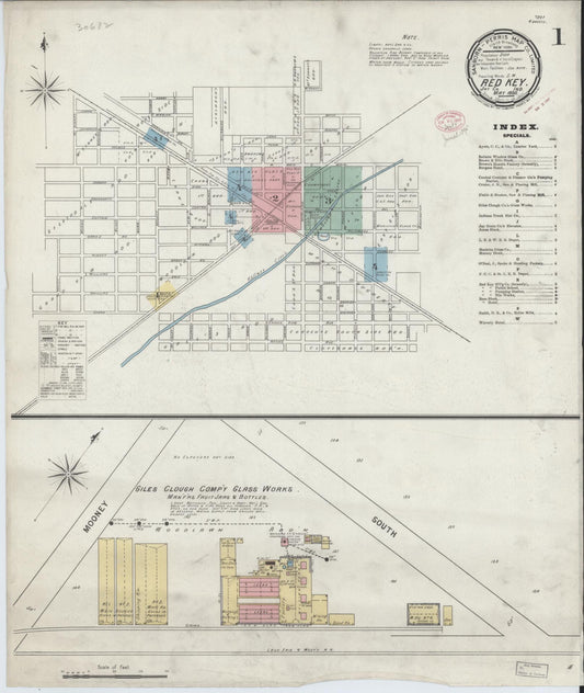 Sanborn Fire Insurance Map from Redkey, Jay County, Indiana (1895), Sheet #0001 - Historic Sanborn Fire Insurance Map Print, vintage old map wall art, antique decor, genealogy gift, Indiana Indiana map