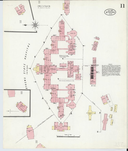 Sanborn Fire Insurance Map from Athens, Athens County, Ohio (1907), Sheet #0011 - Historic Sanborn Fire Insurance Map Print, vintage old map wall art, antique decor, genealogy gift, Ohio Ohio map