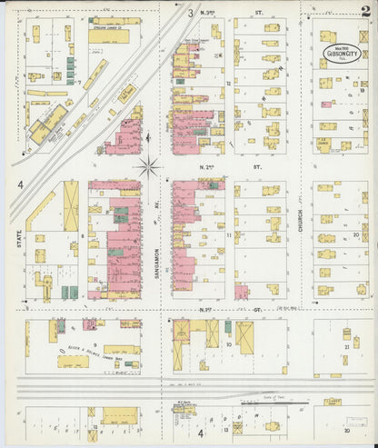 Sanborn Fire Insurance Map from Gibson City, Ford County, Illinois (1900), Sheet #0002 - Historic Sanborn Fire Insurance Map Print, vintage old map wall art, antique decor, genealogy gift, Illinois Illinois map