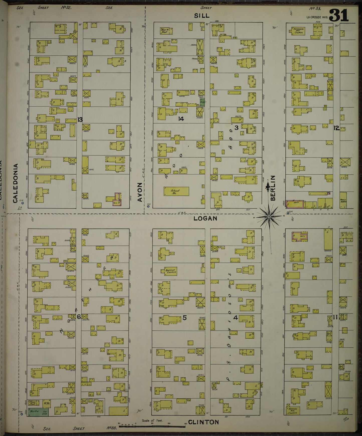 Sanborn Fire Insurance Map from La Crosse, La Crosse County, Wisconsin (1891), Sheet #0031 - Historic Sanborn Fire Insurance Map Print, vintage old map wall art, antique decor, genealogy gift, Wisconsin Wisconsin map