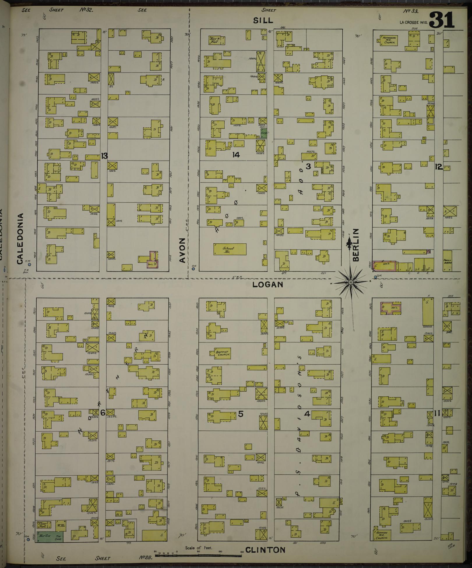 Sanborn Fire Insurance Map from La Crosse, La Crosse County, Wisconsin (1891), Sheet #0031 - Historic Sanborn Fire Insurance Map Print, vintage old map wall art, antique decor, genealogy gift, Wisconsin Wisconsin map