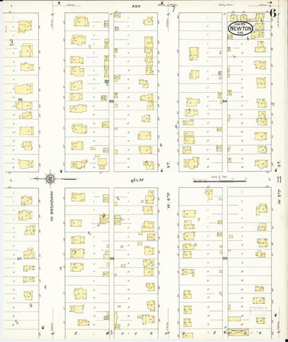 Sanborn Fire Insurance Map from Newton, Harvey County, Kansas (1915), Sheet #0006 - Complete Map Set gallery image, historic Sanborn map, vintage wall art, Kansas Kansas