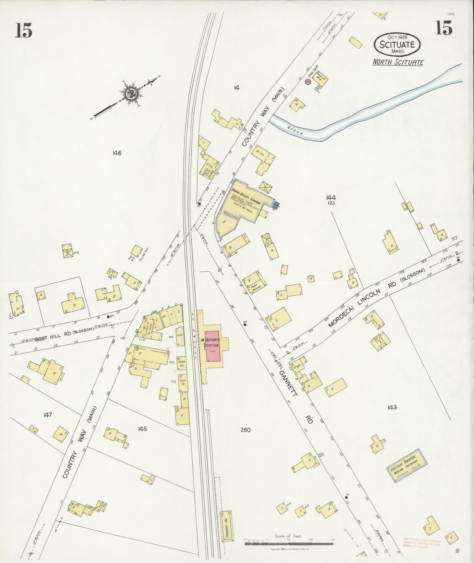 Sanborn Fire Insurance Map from Scituate, Plymouth County, Massachusetts (1926), Sheet #0015 - Complete Map Set gallery image, historic Sanborn map, vintage wall art, Massachusetts Massachusetts