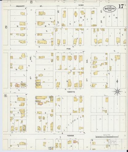 Sanborn Fire Insurance Map from Brainerd, Crow Wing County, Minnesota (1902), Sheet #0017 - Historic Sanborn Fire Insurance Map Print, vintage old map wall art, antique decor, genealogy gift, Minnesota Minnesota map