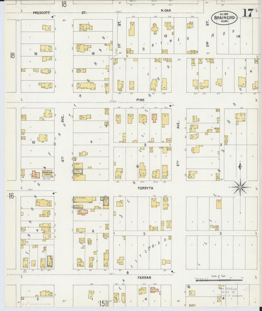 Sanborn Fire Insurance Map from Brainerd, Crow Wing County, Minnesota (1902), Sheet #0017 - Historic Sanborn Fire Insurance Map Print, vintage old map wall art, antique decor, genealogy gift, Minnesota Minnesota map