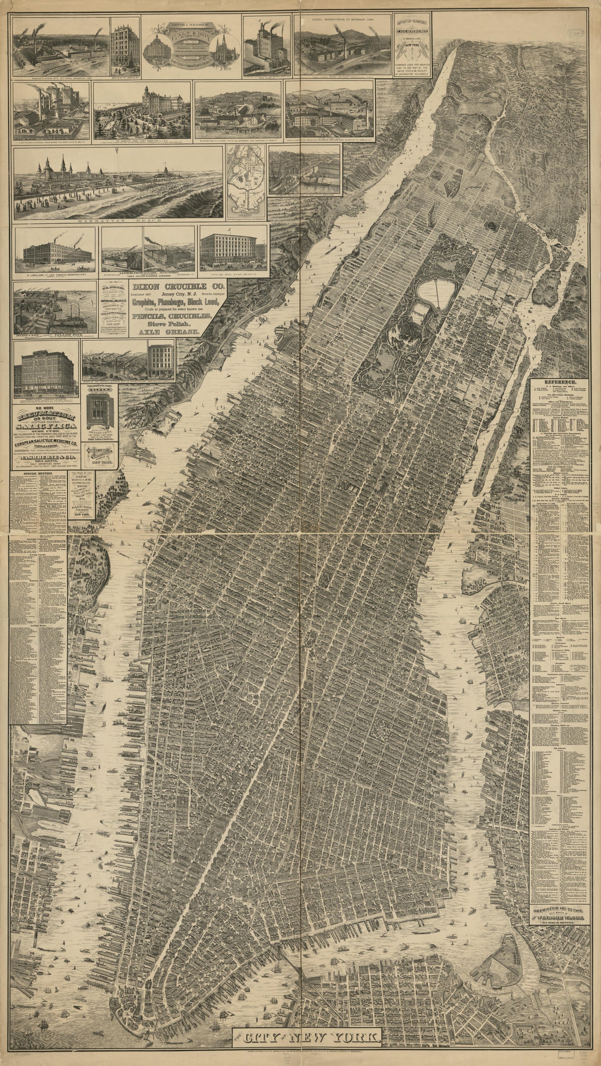 The city of New York. (1879) – Historic Bird’s-Eye View Panorama Print