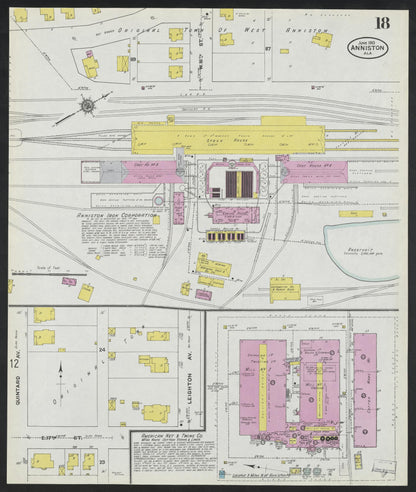 Sanborn Fire Insurance Map from Anniston, Calhoun County, Alabama (1910), Sheet #0018 - Complete Map Set gallery image, historic Sanborn map, vintage wall art, Alabama Alabama