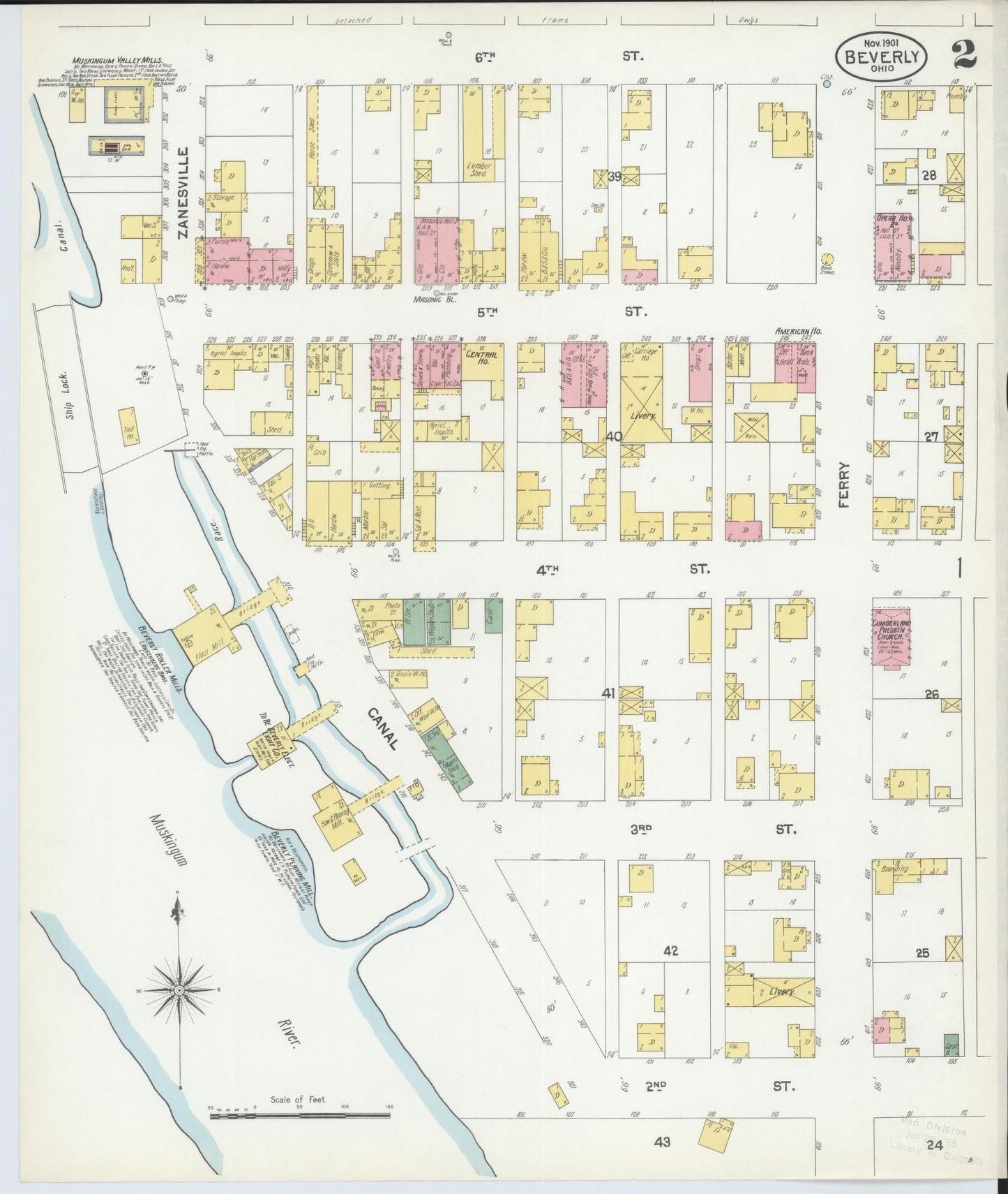 Sanborn Fire Insurance Map from Beverly, Washington County, Ohio (1901), Sheet #0002 - Historic Sanborn Fire Insurance Map Print, vintage old map wall art, antique decor, genealogy gift, Ohio Ohio map