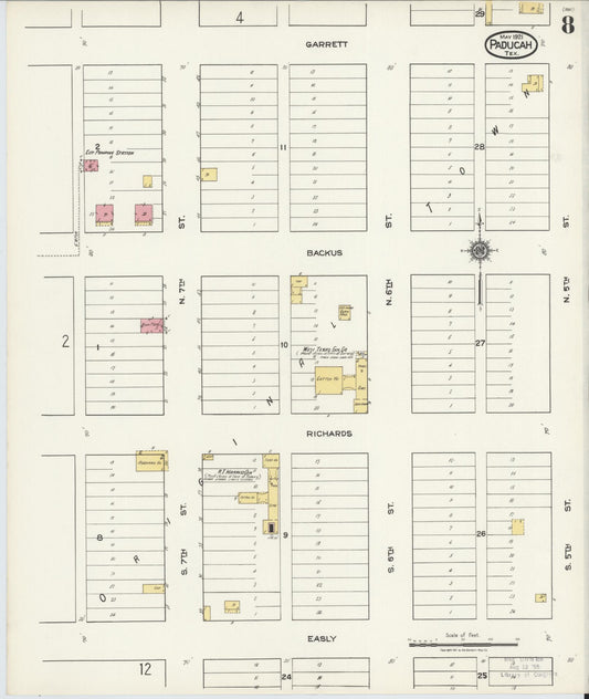 Sanborn Fire Insurance Map from Paducah, Cottle County, Texas (1921), Sheet #0008 - Historic Sanborn Fire Insurance Map Print, vintage old map wall art, antique decor, genealogy gift, Texas Texas map