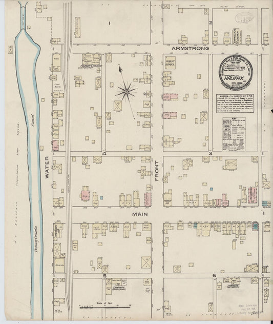 Sanborn Fire Insurance Map from Halifax, Dauphin County, Pennsylvania (1884), Sheet #0001 - Historic Sanborn Fire Insurance Map Print, vintage old map wall art, antique decor, genealogy gift, Pennsylvania Pennsylvania map