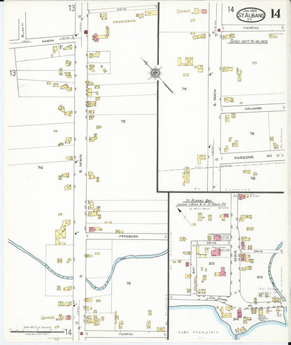 Sanborn Fire Insurance Map from Saint Albans, Franklin County, Vermont (1920), Sheet #0014 - Complete Map Set gallery image, historic Sanborn map, vintage wall art, Vermont Vermont