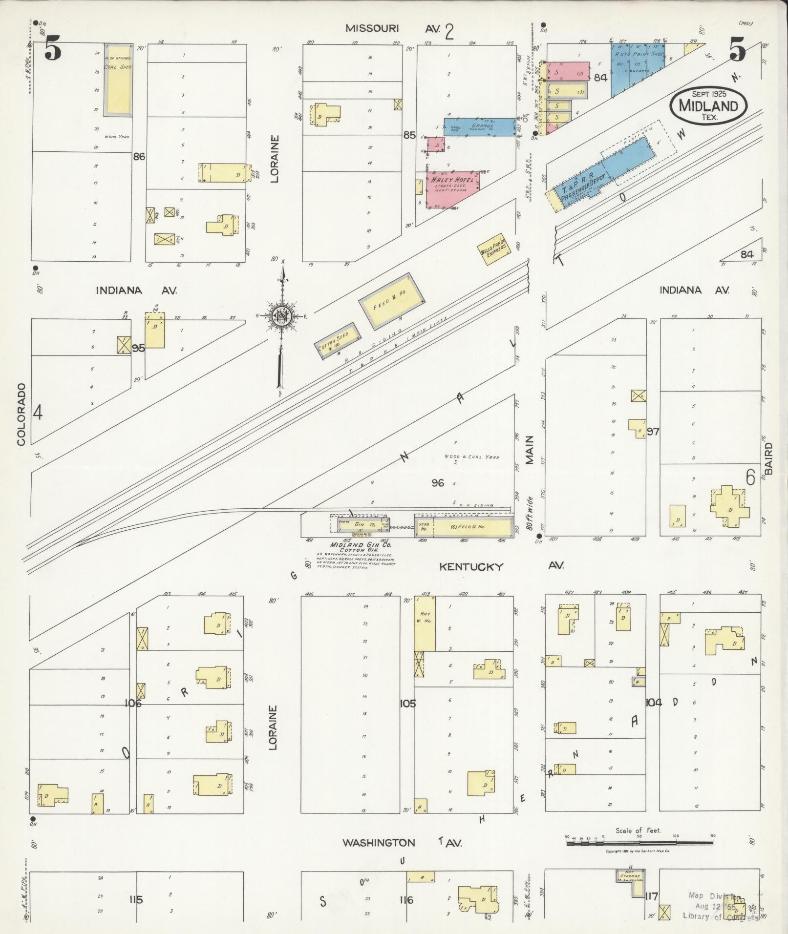 Sanborn Fire Insurance Map from Midland, Midland County, Texas (1925), Sheet #0005 - Complete Map Set gallery image, historic Sanborn map, vintage wall art, Texas Texas