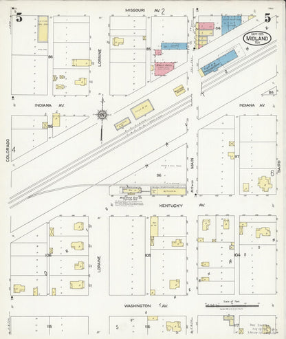 Sanborn Fire Insurance Map from Midland, Midland County, Texas (1925), Sheet #0005 - Complete Map Set gallery image, historic Sanborn map, vintage wall art, Texas Texas