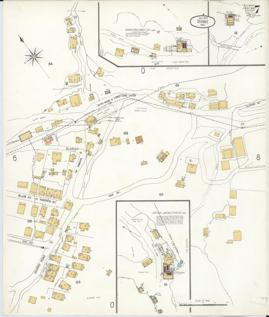 Sanborn Fire Insurance Map from Bisbee, Cochise County, Arizona (1906), Sheet #0007 - Historic Sanborn Fire Insurance Map Print, vintage old map wall art, antique decor, genealogy gift, Arizona Arizona map