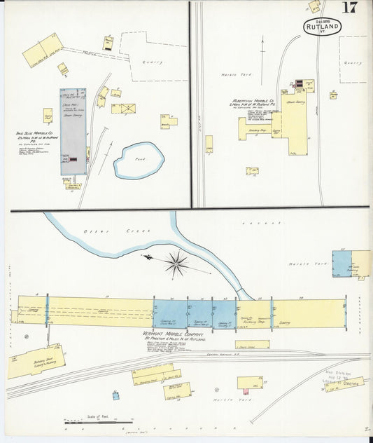 Sanborn Fire Insurance Map from Rutland, Rutland County, Vermont (1895), Sheet #0017 - Historic Sanborn Fire Insurance Map Print, vintage old map wall art, antique decor, genealogy gift, Vermont Vermont map