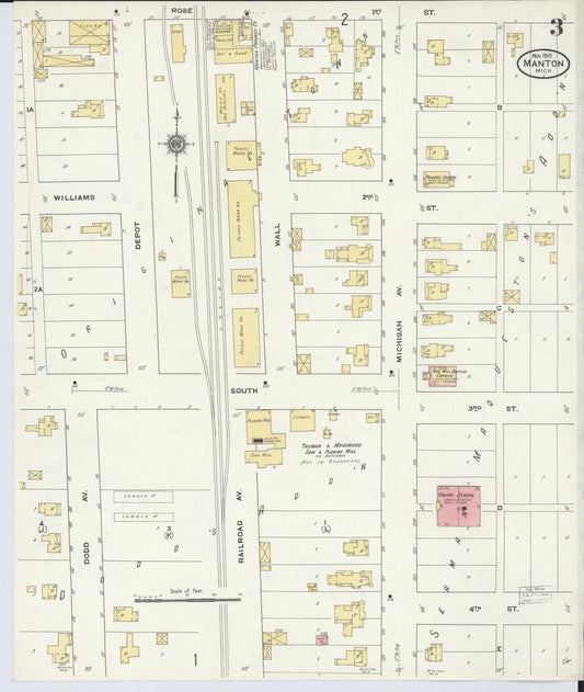 Sanborn Fire Insurance Map from Manton, Wexford County, Michigan (1910), Sheet #0003 - Historic Sanborn Fire Insurance Map Print, vintage old map wall art, antique decor, genealogy gift, Michigan Michigan map